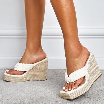 Casual Daily Patchwork Square Wedges Shoes (Heel Height 5.13in)