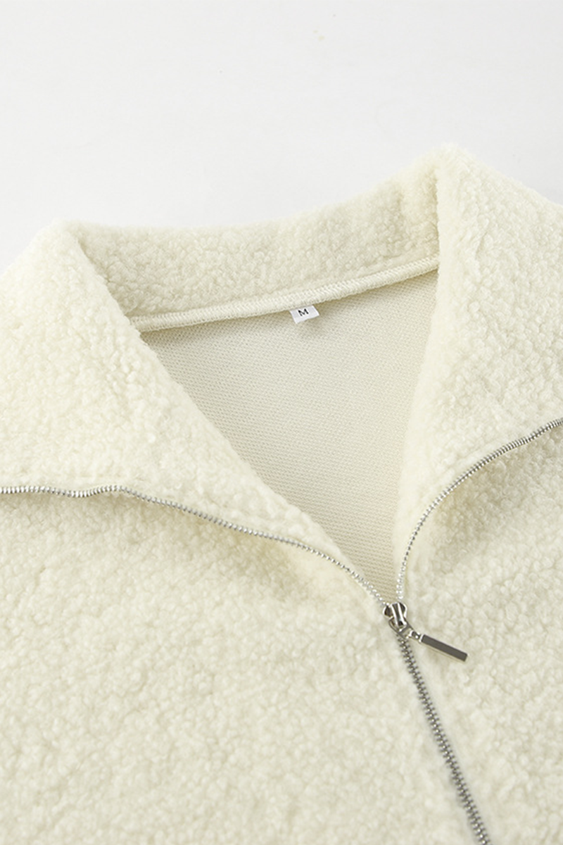 Sudadera informal con cuello vuelto, cremallera y bolsillo para uso diario