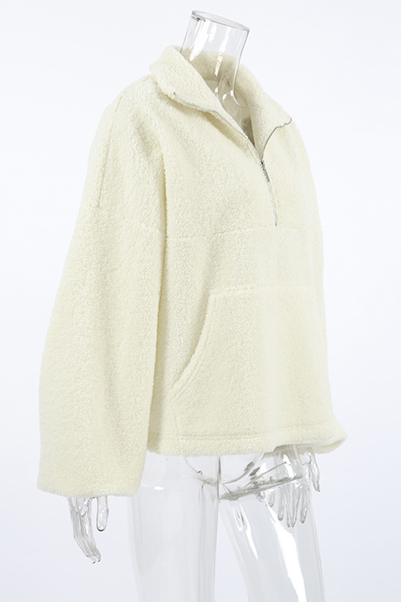 Sudadera informal con cuello vuelto, cremallera y bolsillo para uso diario