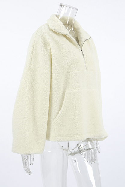 Sudadera informal con cuello vuelto, cremallera y bolsillo para uso diario