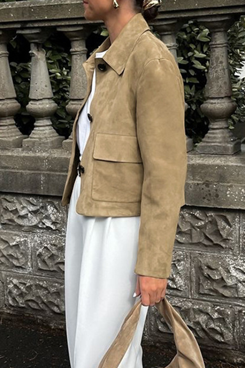 Prendas de abrigo informales de cuello vuelto con botones para uso diario