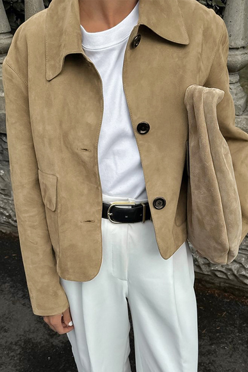 Prendas de abrigo informales de cuello vuelto con botones para uso diario