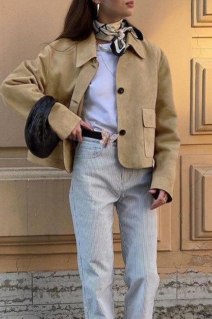 Prendas de abrigo informales de cuello vuelto con botones para uso diario