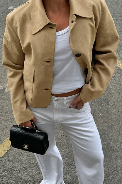 Prendas de abrigo informales de cuello vuelto con botones para uso diario