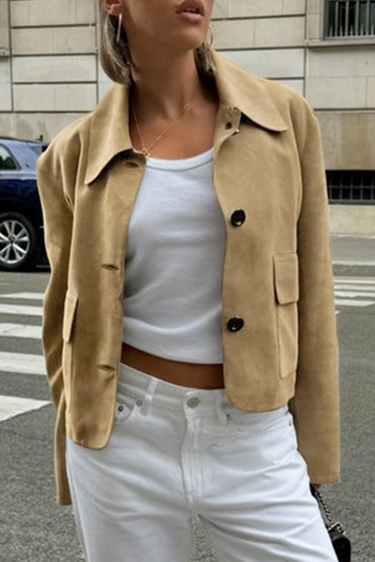 Prendas de abrigo informales de cuello vuelto con botones para uso diario