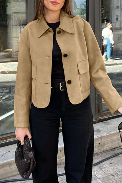 Prendas de abrigo informales de cuello vuelto con botones para uso diario