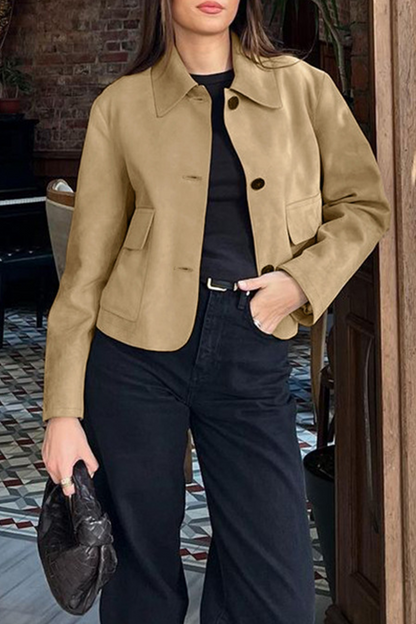 Prendas de abrigo informales de cuello vuelto con botones para uso diario