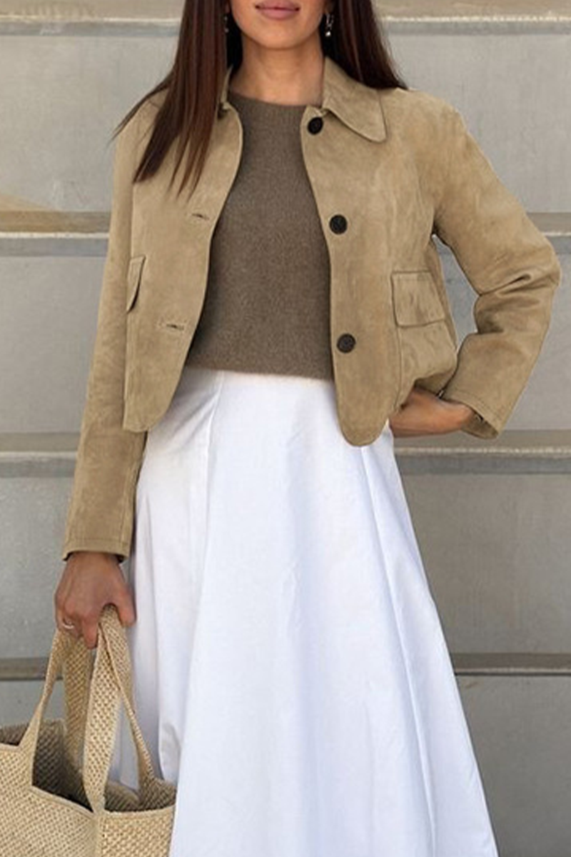 Prendas de abrigo informales de cuello vuelto con botones para uso diario