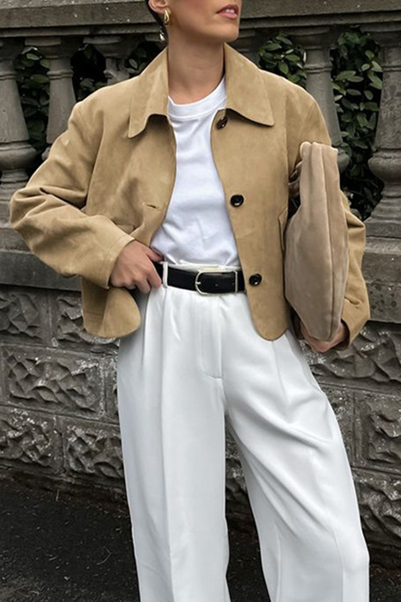 Prendas de abrigo informales de cuello vuelto con botones para uso diario