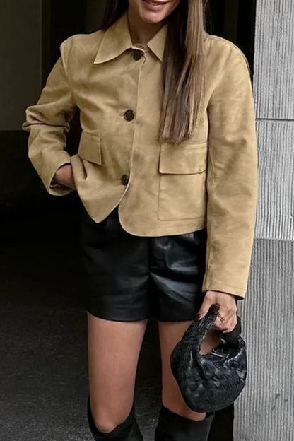 Prendas de abrigo informales de cuello vuelto con botones para uso diario