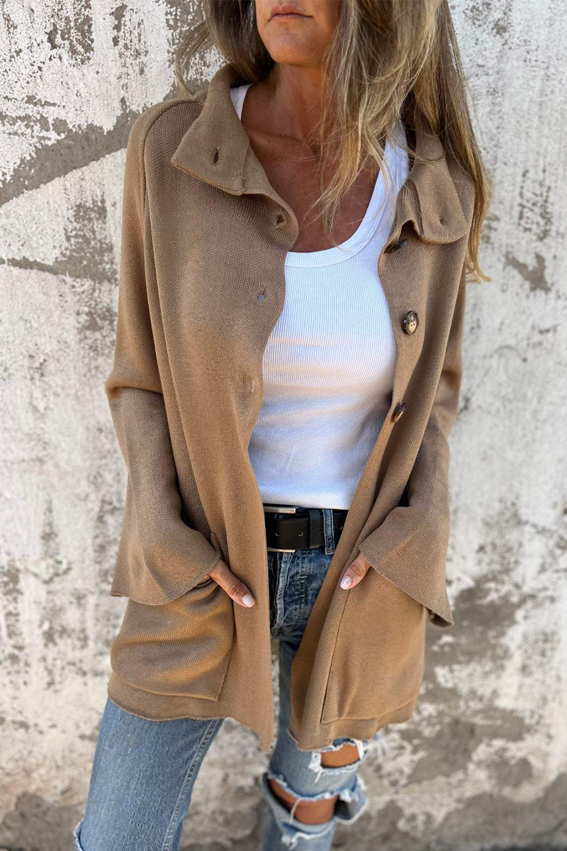 Prendas de abrigo informales con cuello vuelto y botones de bolsillo (3 colores)