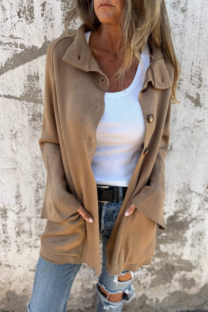 Prendas de abrigo informales con cuello vuelto y botones de bolsillo (3 colores)