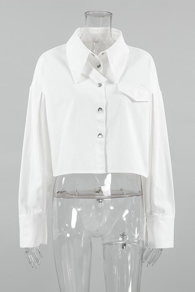 Casual Daily Buttons Turndown Collar Blouses