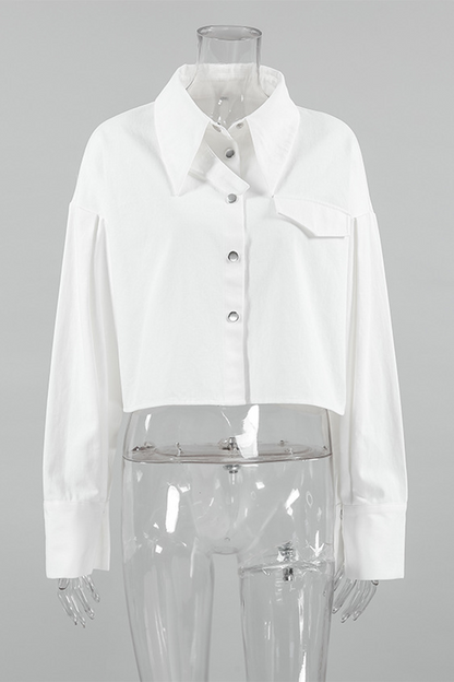Casual Daily Buttons Turndown Collar Blouses