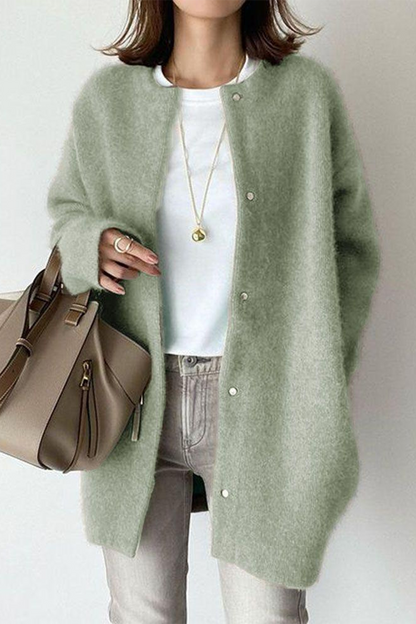 Prenda exterior informal de cuello redondo grueso (estilo fieltro de lana) (9 colores)