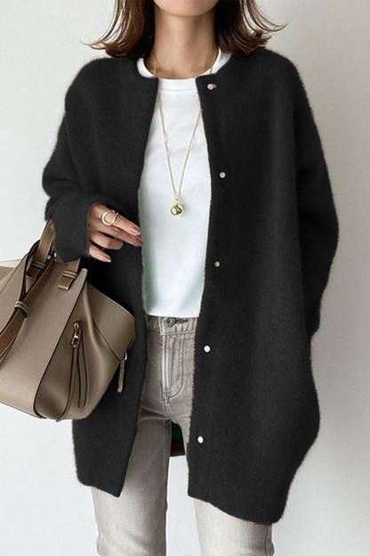 Prenda exterior informal de cuello redondo grueso (estilo fieltro de lana) (9 colores)