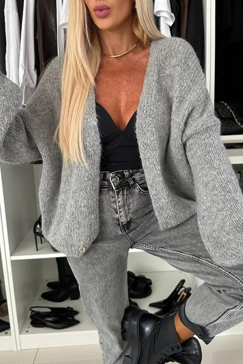 Prendas de abrigo informales de cuello en V para uso diario (4 colores)