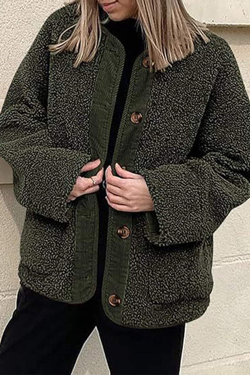 Prendas de abrigo informales con cuello redondo y bolsillos en contraste (6 colores)