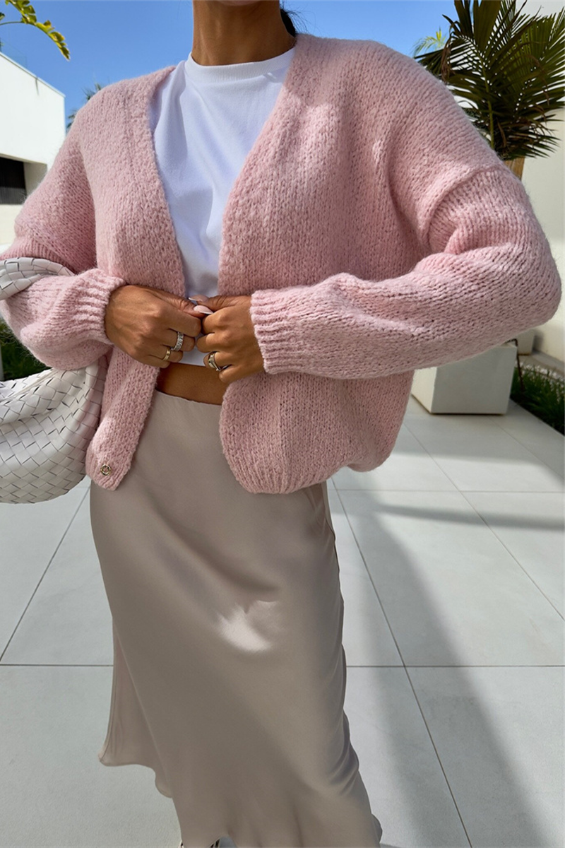 Prendas de abrigo informales con cuello en V y parches de colores sólidos (4 colores)