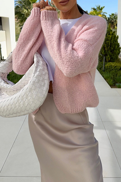 Prendas de abrigo informales con cuello en V y parches de colores sólidos (4 colores)