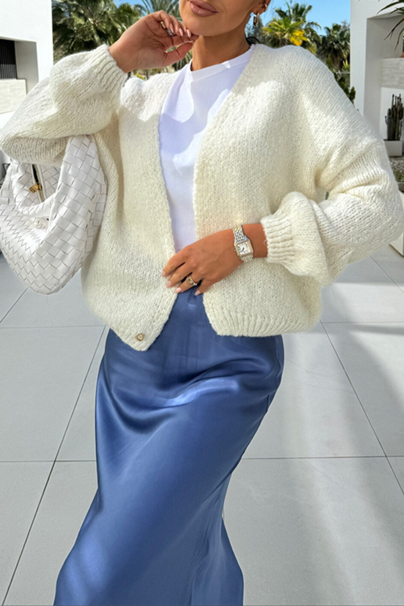 Prendas de abrigo informales con cuello en V y parches de colores sólidos (4 colores)