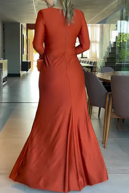 Vestidos de noche elegantes con escote en V fruncido y aberturas caladas (4 colores)