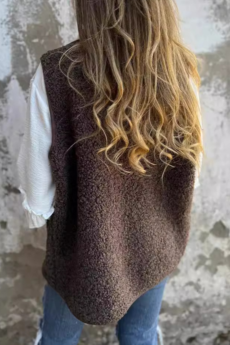 Chalecos casuales con cuello en V y botones de bolsillo