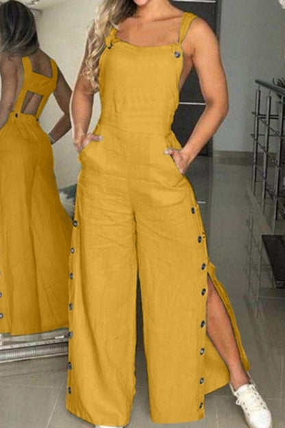 Monos casuales con botones, espalda descubierta y tirantes finos (5 colores)