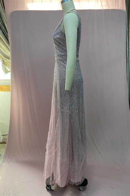 Vestidos de noche sexys con escote en V y lentejuelas degradadas