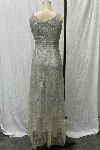 Vestidos de noche sexys con escote en V y lentejuelas degradadas