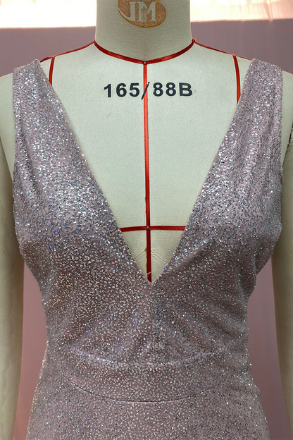 Vestidos de noche sexys con escote en V y lentejuelas degradadas