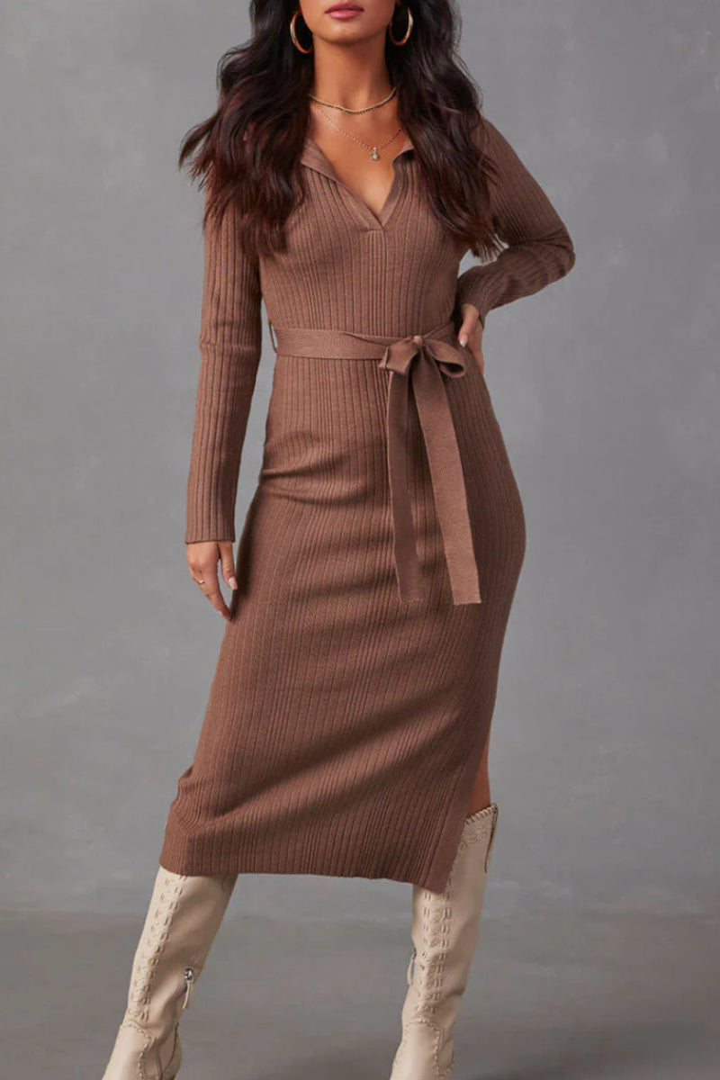 Vestidos casuales con falda cruzada y diseño de tiras con aberturas de patchwork (3 colores)