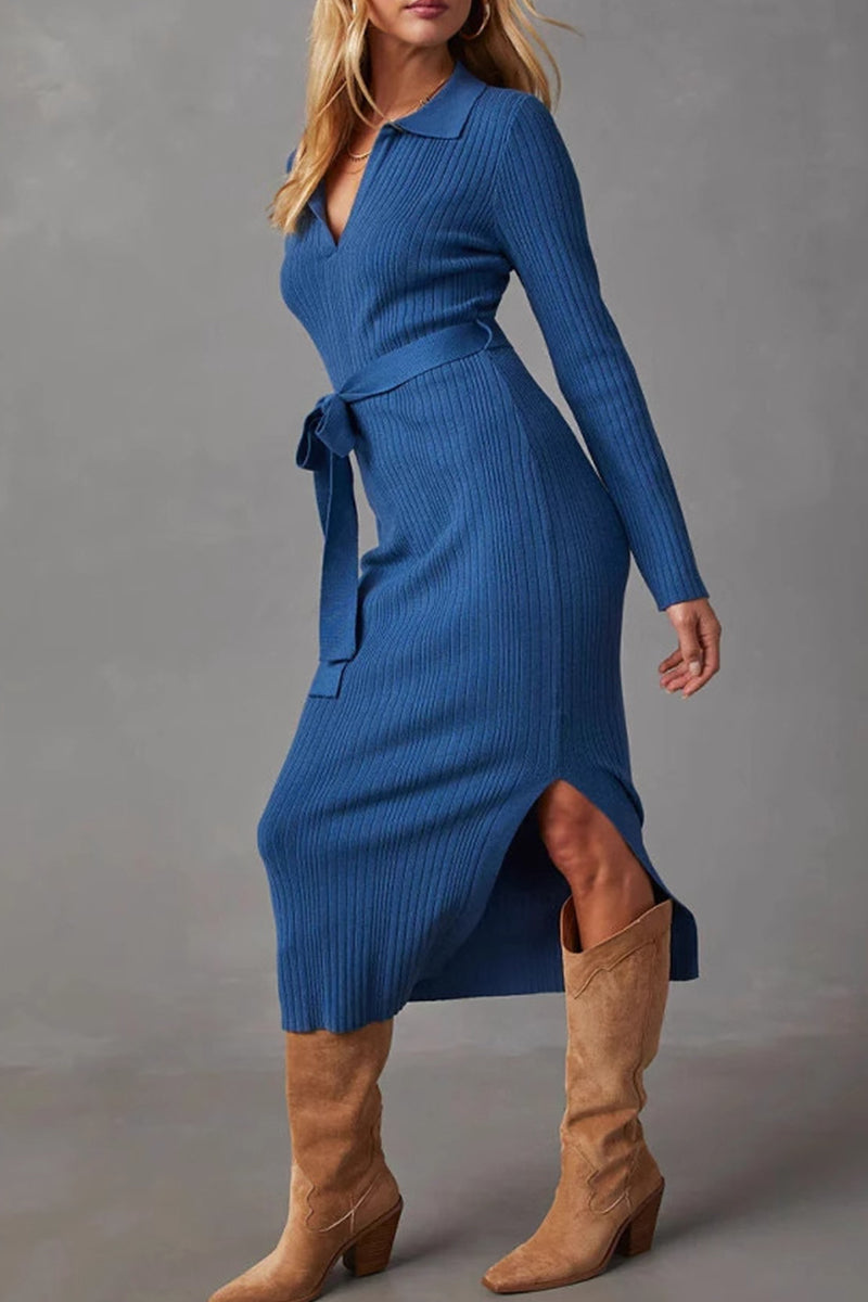 Vestidos casuales con falda cruzada y diseño de tiras con aberturas de patchwork (3 colores)