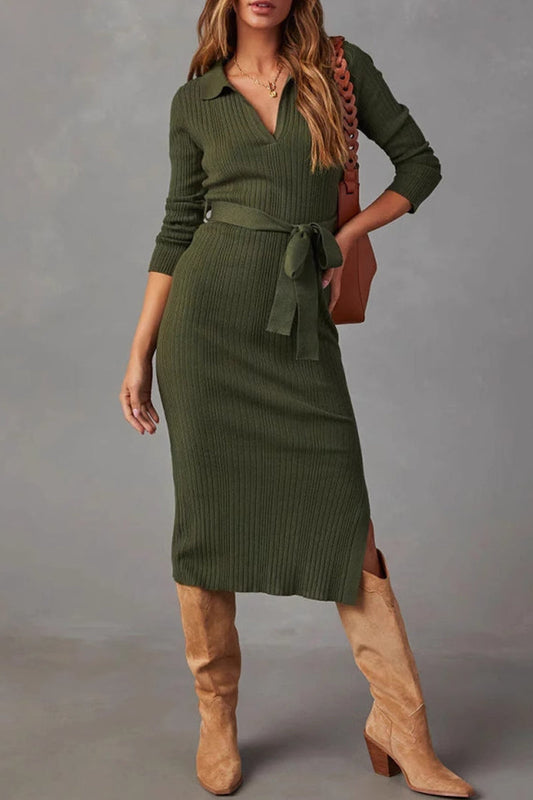 Vestidos casuales con falda cruzada y diseño de tiras con aberturas de patchwork (3 colores)