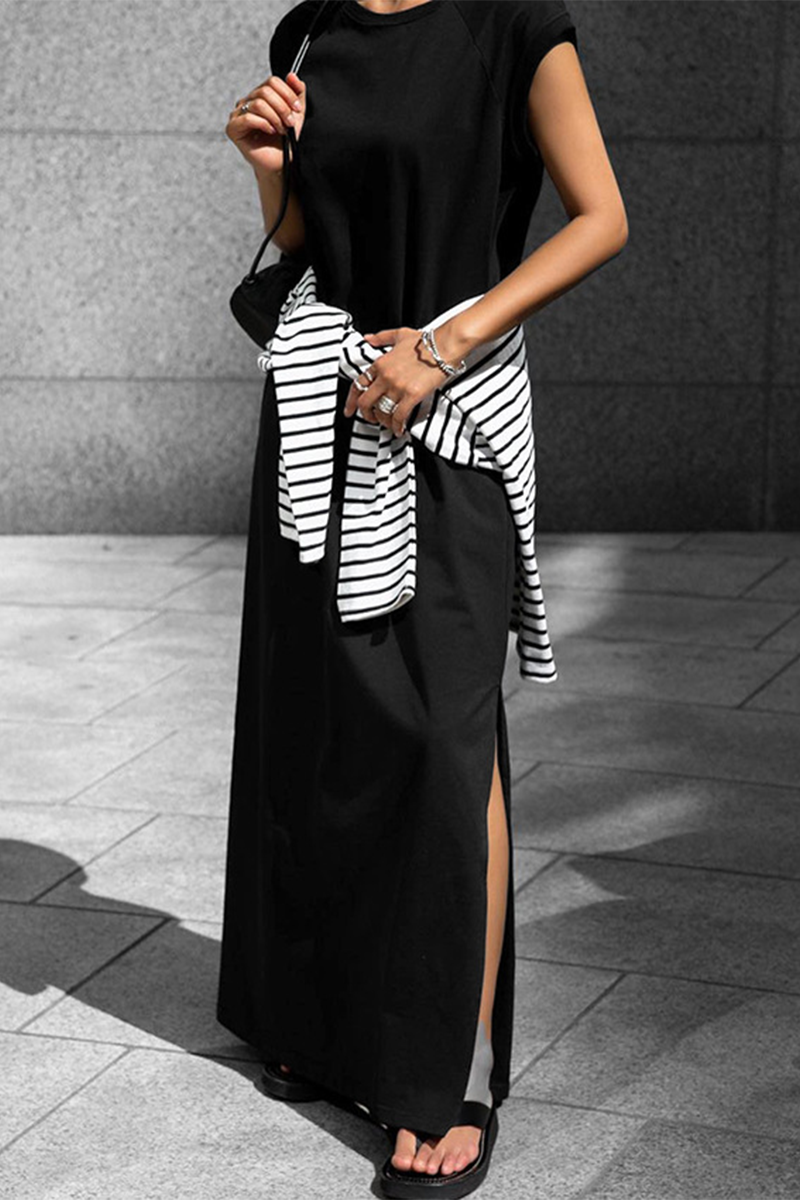 Vestidos casuales de calle con bolsillos y cuello redondo