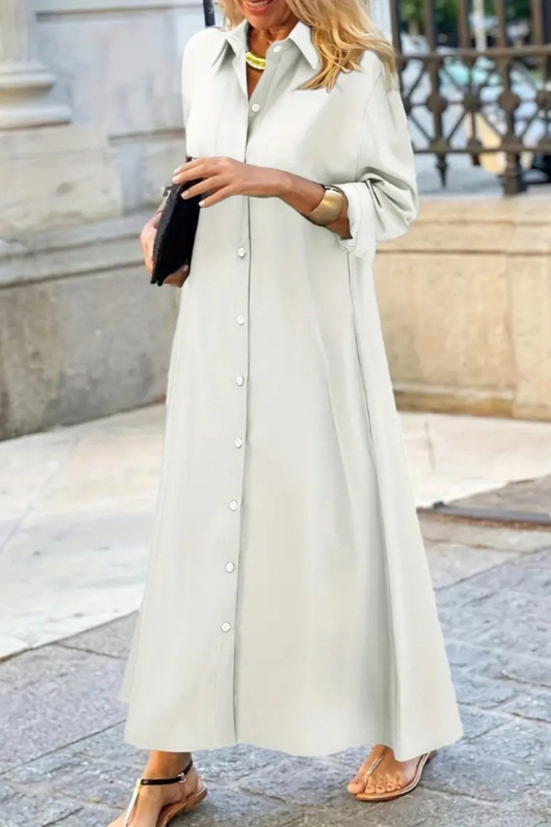 Vestidos camiseros casuales transparentes con cuello vuelto (5 colores)