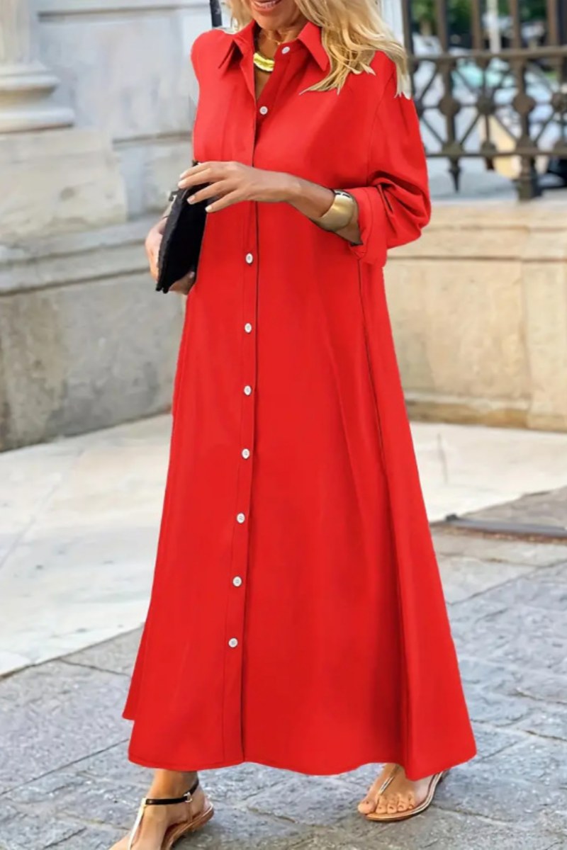 Vestidos camiseros casuales transparentes con cuello vuelto (5 colores)