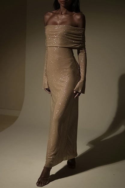 Vestidos de noche sexys con lentejuelas y hombros descubiertos (3 colores)