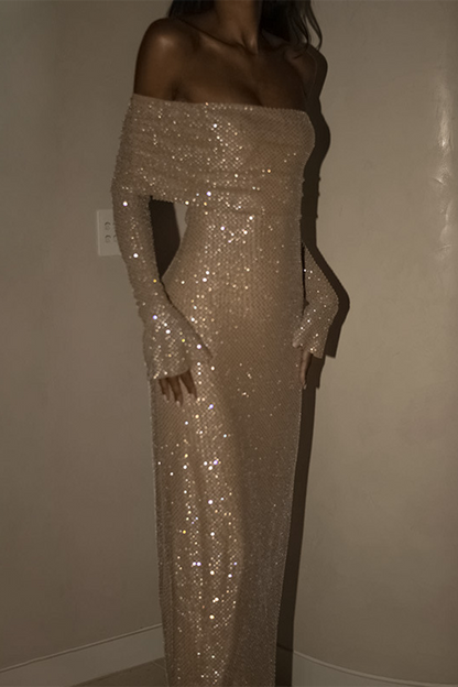 Vestidos de noche sexys con lentejuelas y hombros descubiertos (3 colores)