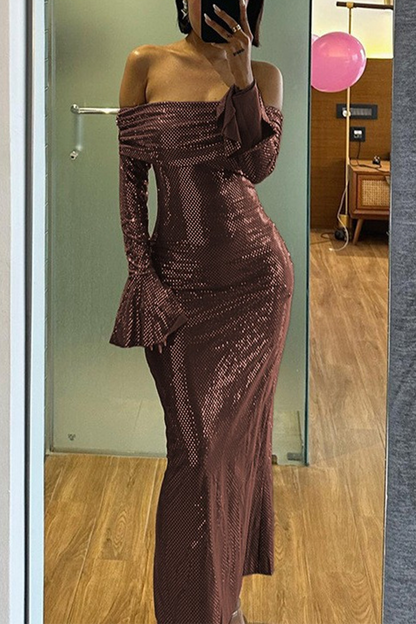 Vestidos de noche sexys con lentejuelas y hombros descubiertos (3 colores)