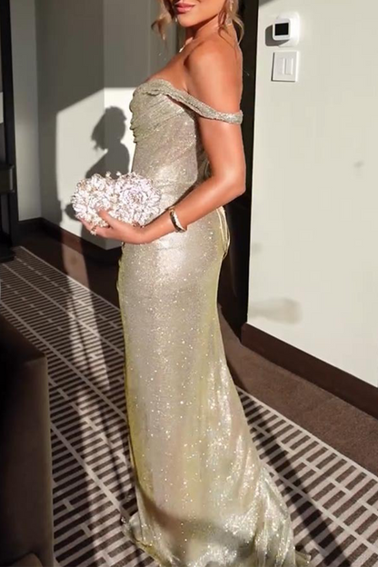 Vestidos irregulares con escote en U fruncido y abertura sexy