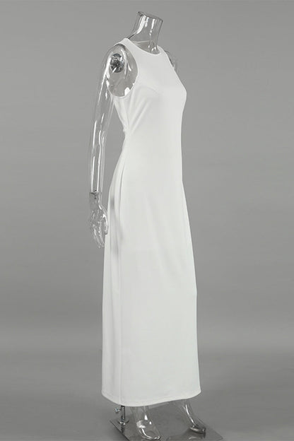 Vestidos casuales diarios sin mangas con cuello redondo