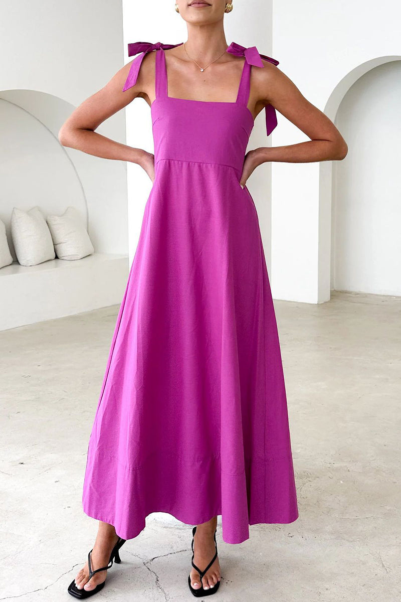 Vestidos casuales de diario con cordones y escote cuadrado (3 colores)