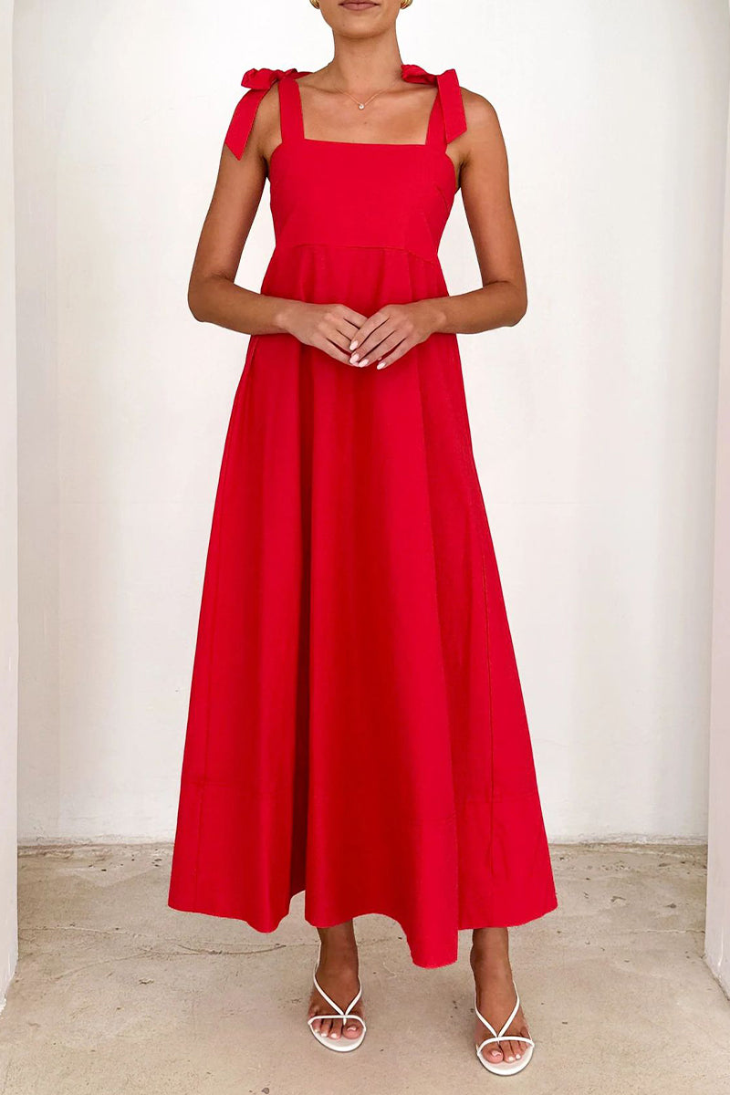 Vestidos casuales de diario con cordones y escote cuadrado (3 colores)