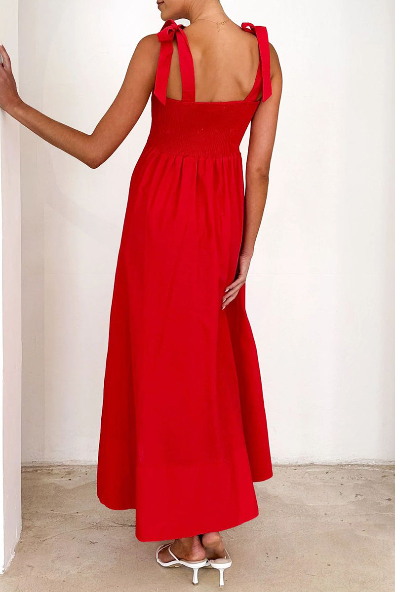 Vestidos casuales de diario con cordones y escote cuadrado (3 colores)