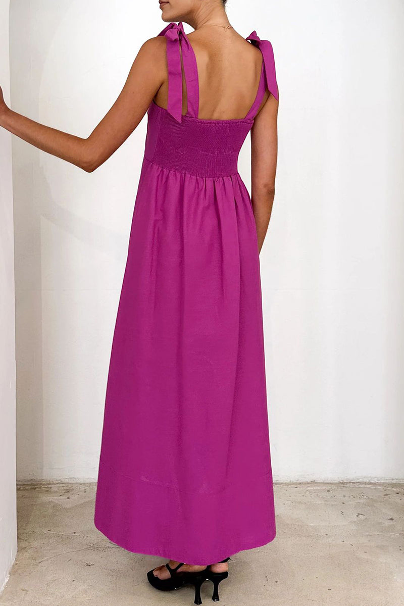 Vestidos casuales de diario con cordones y escote cuadrado (3 colores)