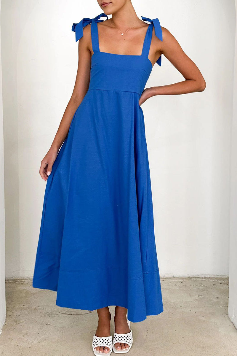 Vestidos casuales de diario con cordones y escote cuadrado (3 colores)