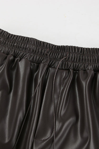 Pantalones casuales de diario con bolsillos, cordones, sueltos, de cintura alta y rectos