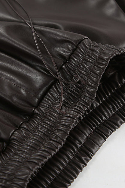 Pantalones casuales de diario con bolsillos, cordones, sueltos, de cintura alta y rectos