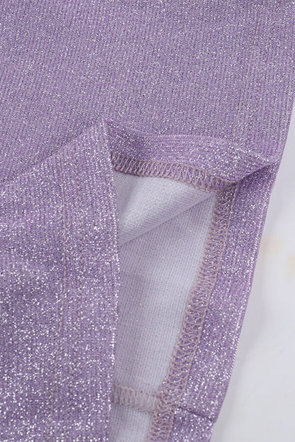 Vestidos sexys con falda cruzada y hombros descubiertos con lentejuelas fruncidas